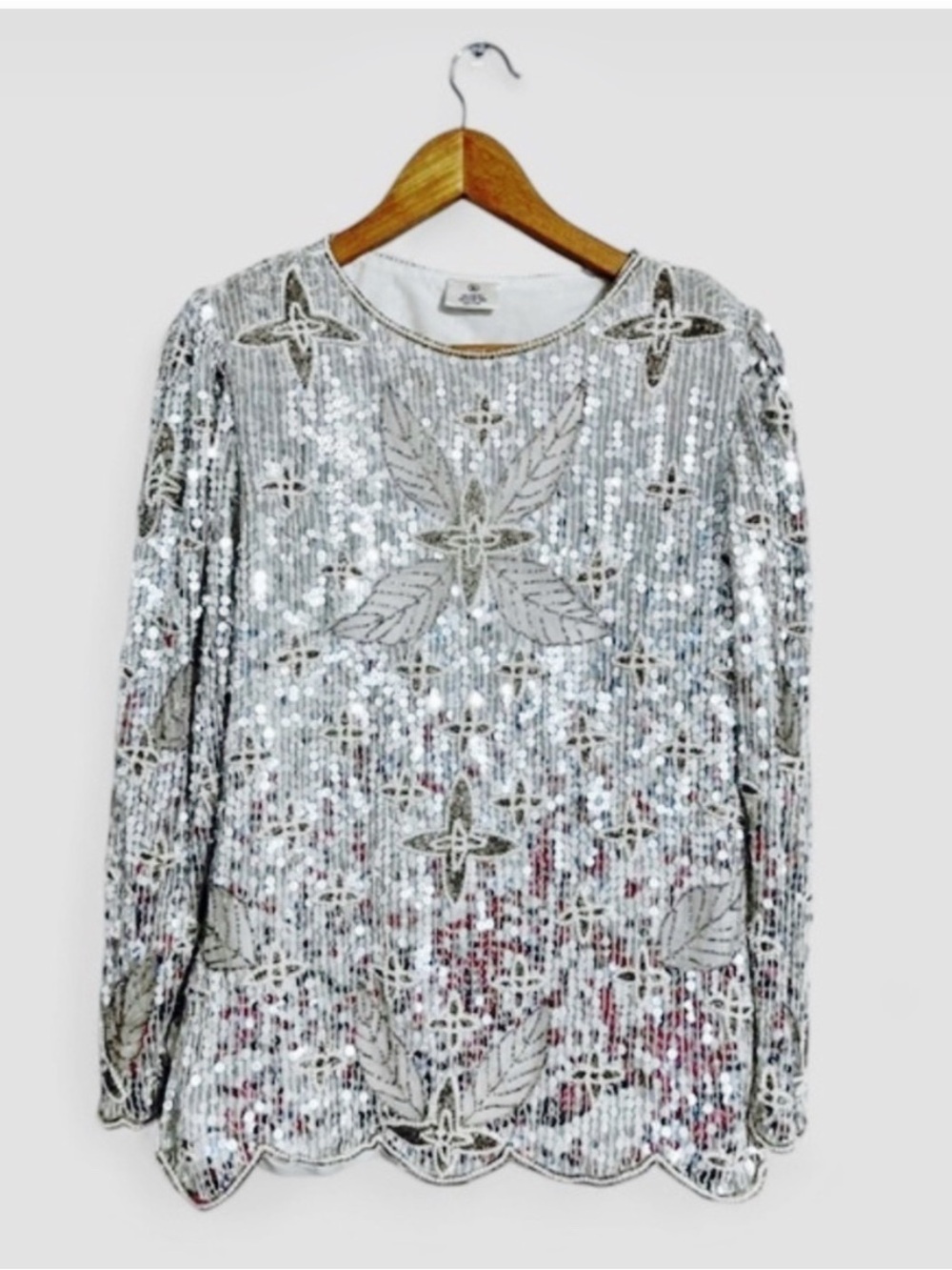 Vintage 100% Silk Sequin Flapper Inspired Party Top